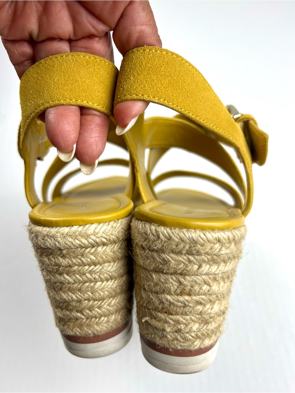 Marc Fisher MF Zain Leather-Suede Espadrille Wedge Sandals - Picture 8 of 12